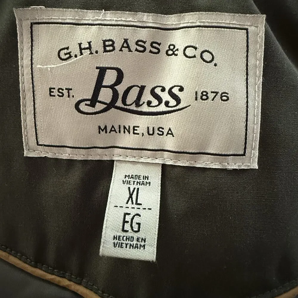 Bass Parka Puffer Jacket Sz XL Womens Olive Down‎ Quilted Black Faux Fur Hood